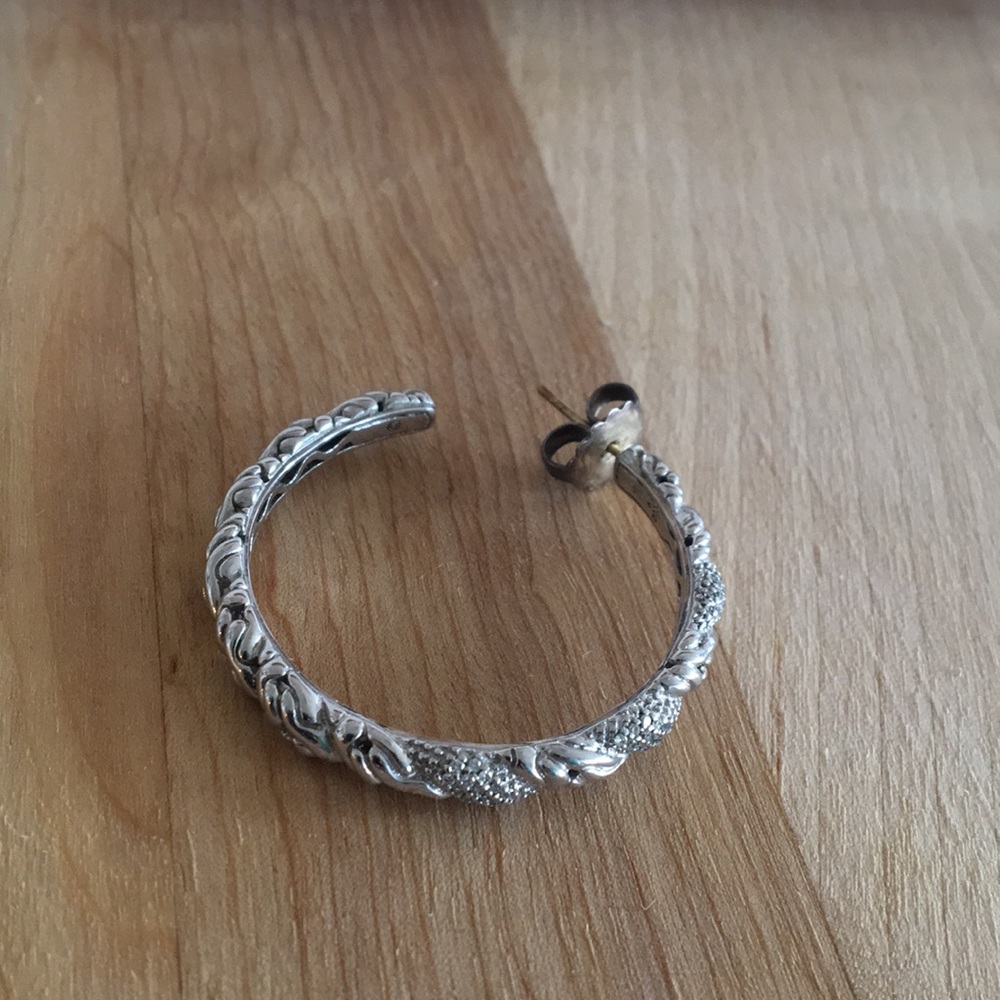 John Hardy Diamond Crusted Hoop Earrings